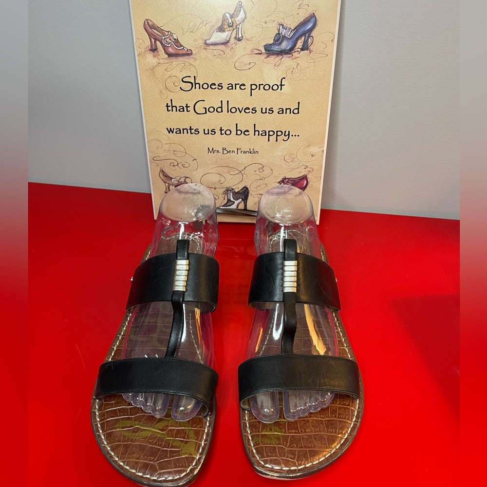 Sam Edelman Black Gala Slide Flats Sandals size 10